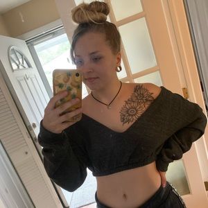 Grey Sweatpants Crop Top